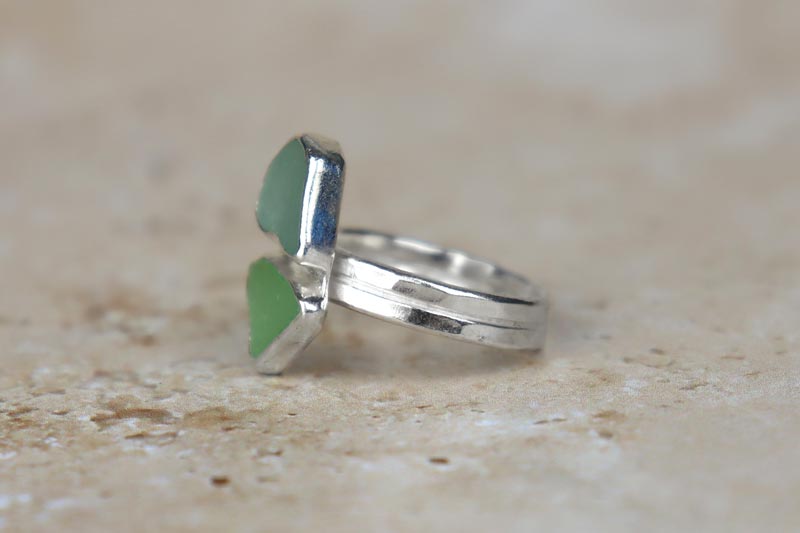 UK Size R Welsh Sea Glass Ring