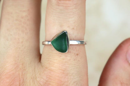 UK Size R Welsh Sea Glass Ring