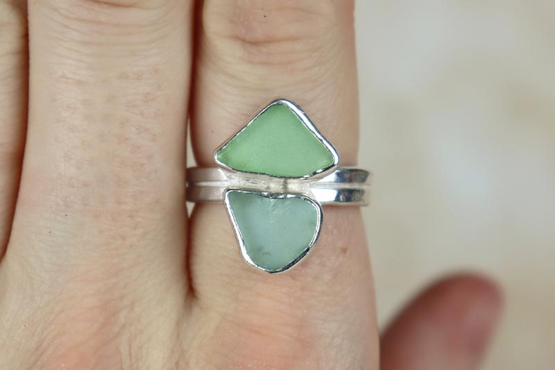 UK Size R Welsh Sea Glass Ring