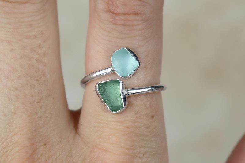 UK Size O Welsh Sea Glass Ring
