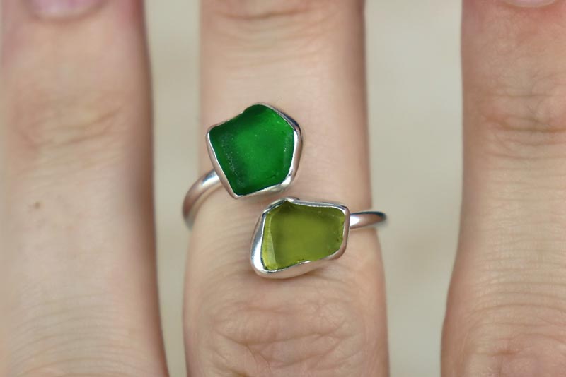 UK Size M Welsh Sea Glass Ring