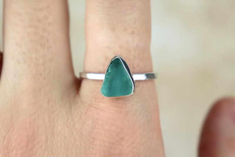 UK Size V Welsh Sea Glass Ring