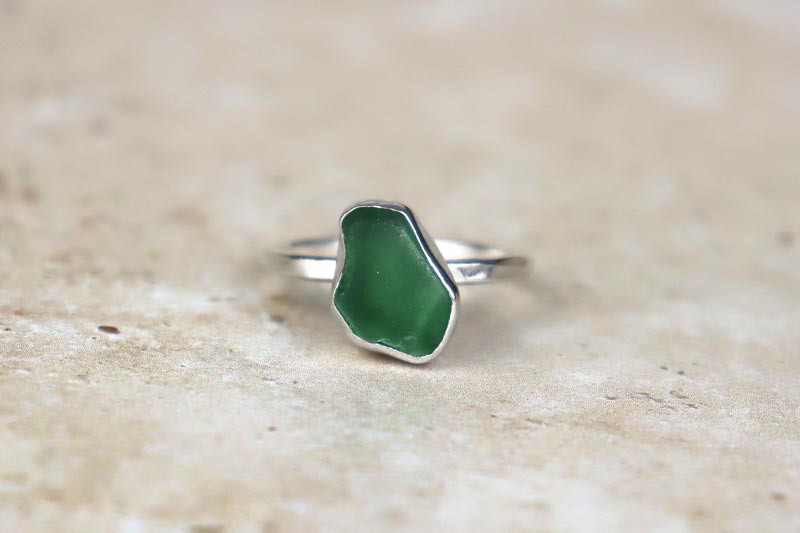 UK Size Q Welsh Sea Glass Ring