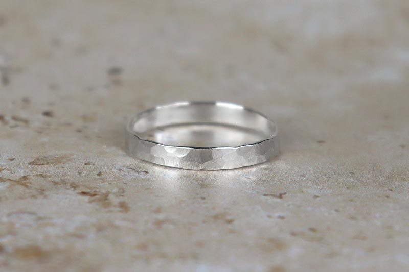 3mm Hammered Sterling Silver Band