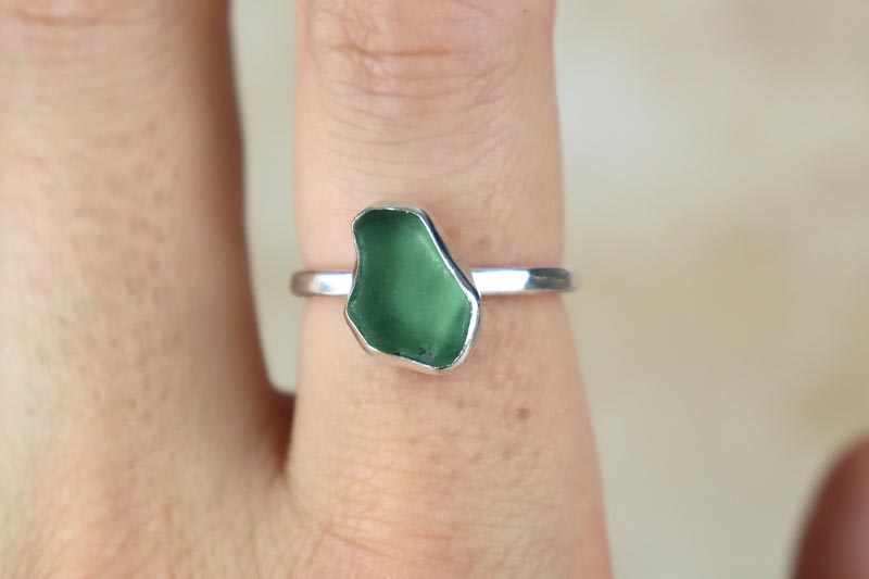 UK Size Q Welsh Sea Glass Ring