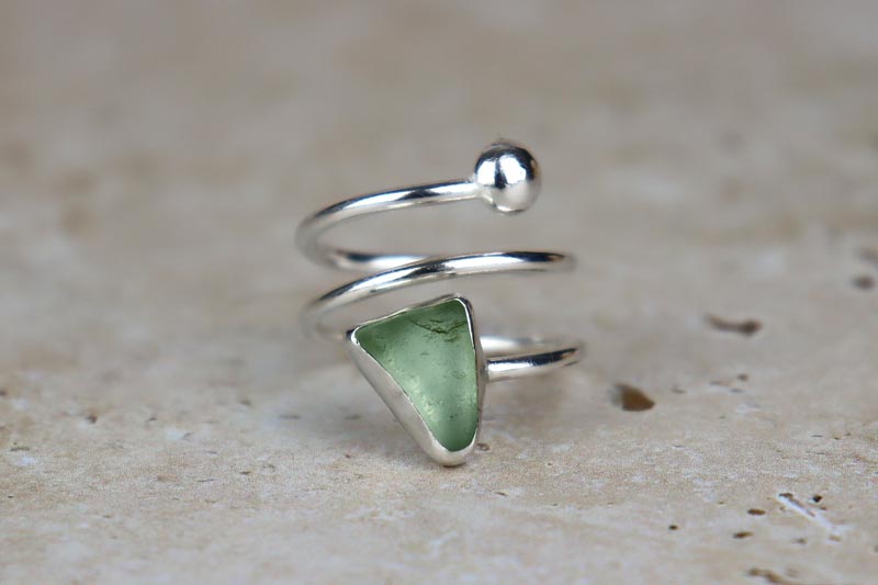 UK Size Q/R Welsh Sea Glass Ring