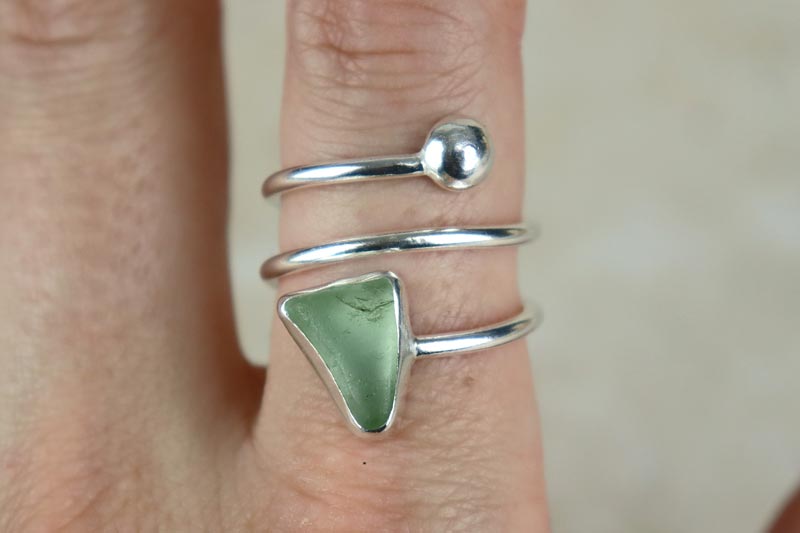 UK Size Q/R Welsh Sea Glass Ring