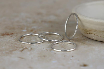 1mm Textured Sterling Silver Band