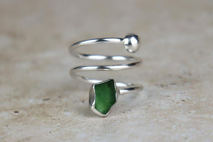 UK Size Q/R Welsh Sea Glass Ring