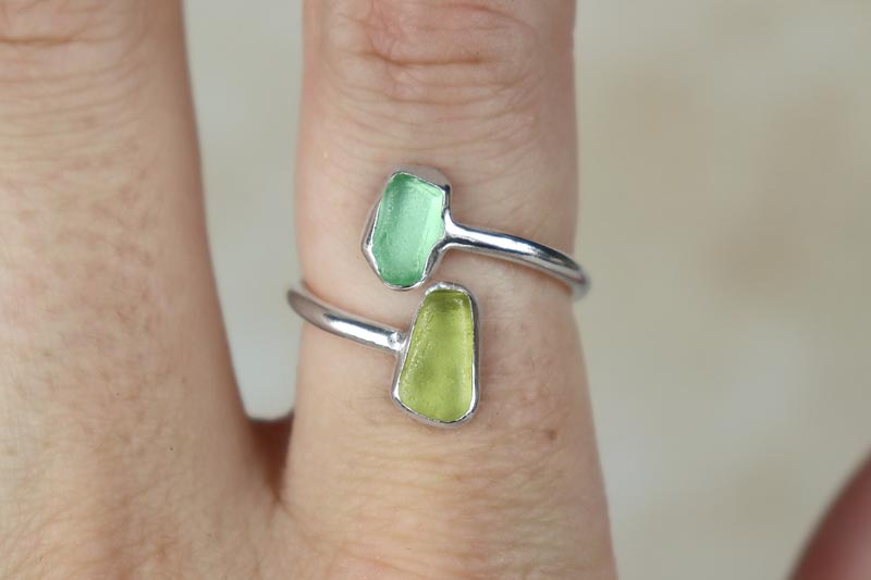 UK Size V Welsh Sea Glass Ring