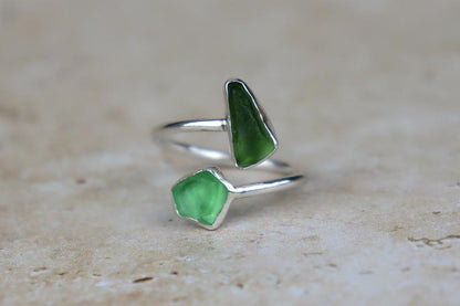 UK Size L/M Welsh Sea Glass Ring
