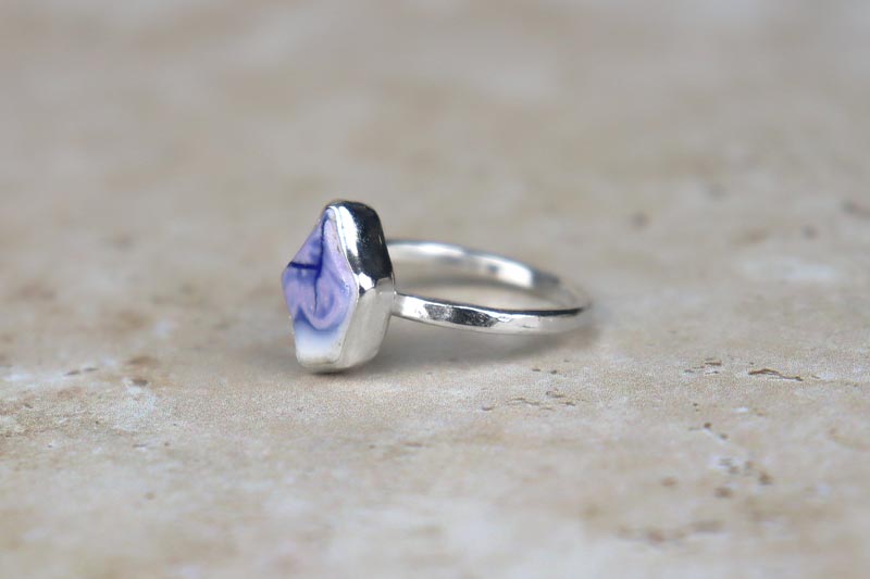 UK Size Q Welsh Sea Pottery Ring