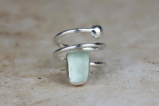 UK Size M/N Welsh Sea Glass Ring