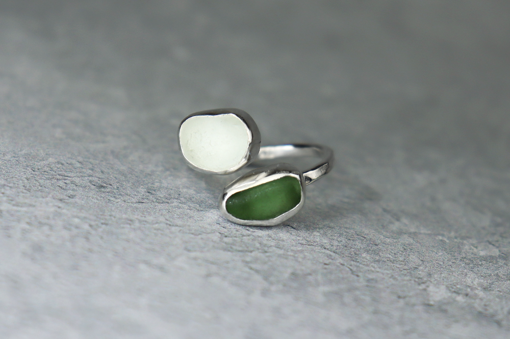 UK Size N Welsh Sea Glass Ring