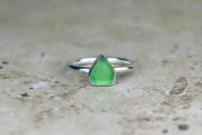 UK Size L Welsh Sea Glass Ring