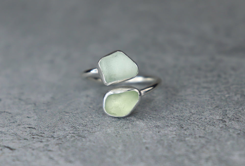 UK Size P Welsh Sea Glass Ring