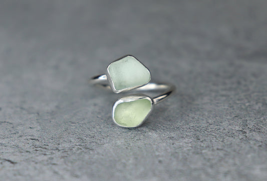 UK Size P Welsh Sea Glass Ring