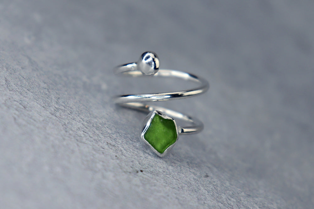 UK Size K/L Welsh Sea Glass Ring