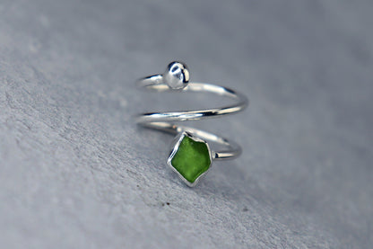 UK Size K/L Welsh Sea Glass Ring