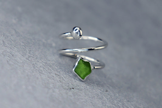 UK Size K/L Welsh Sea Glass Ring