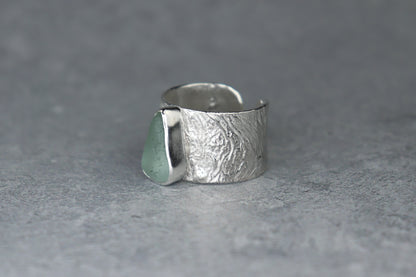 UK Size T Reticulated Welsh Sea Glass Ring