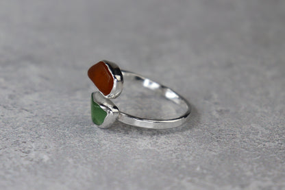 UK Size P/Q Welsh Sea Glass Ring