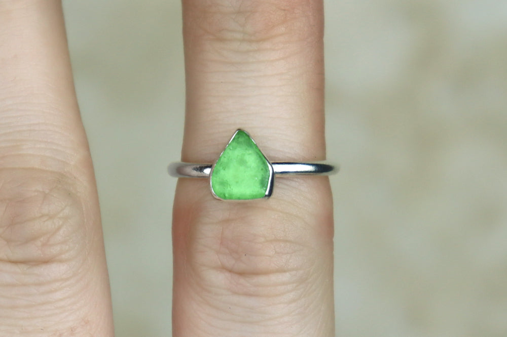 UK Size L Welsh Sea Glass Ring