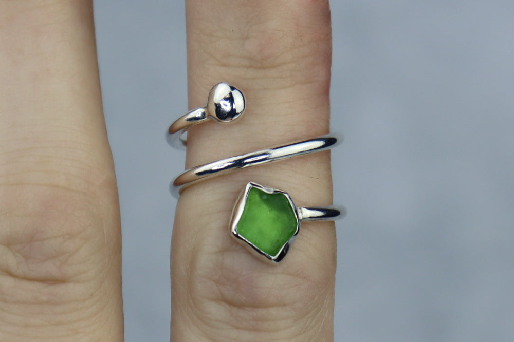 UK Size K/L Welsh Sea Glass Ring