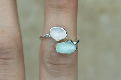 UK Size L Welsh Sea Glass Ring