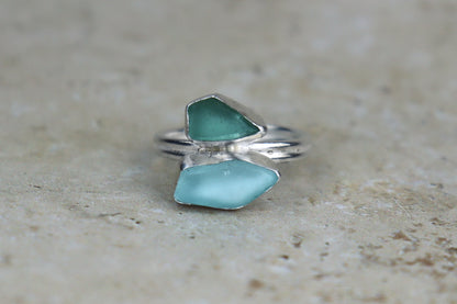 UK Size R Welsh Sea Glass Ring