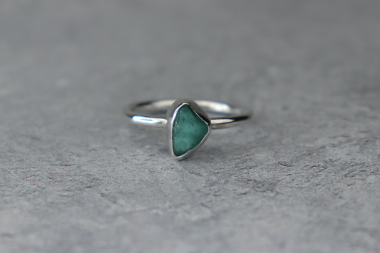 UK Size O Welsh Sea Glass Ring