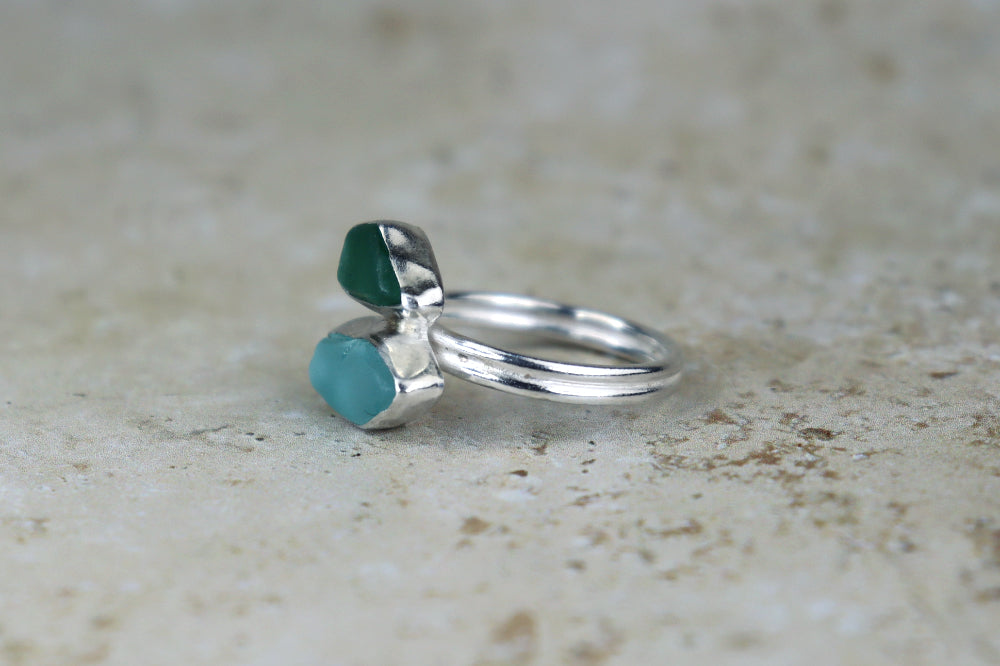 UK Size R Welsh Sea Glass Ring