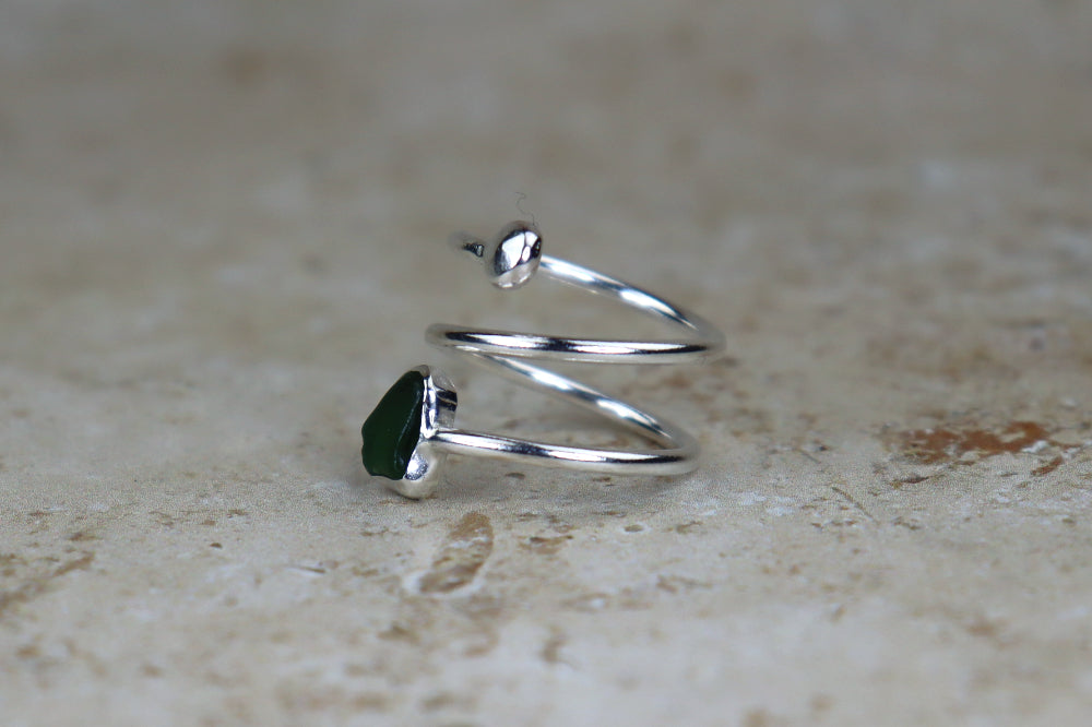 UK Size O Welsh Sea Glass Ring