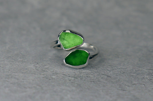 UK Size L Welsh Sea Glass Ring