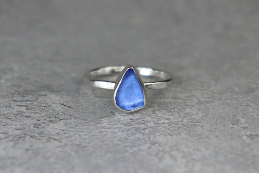 UK Size R Welsh Sea Glass Ring