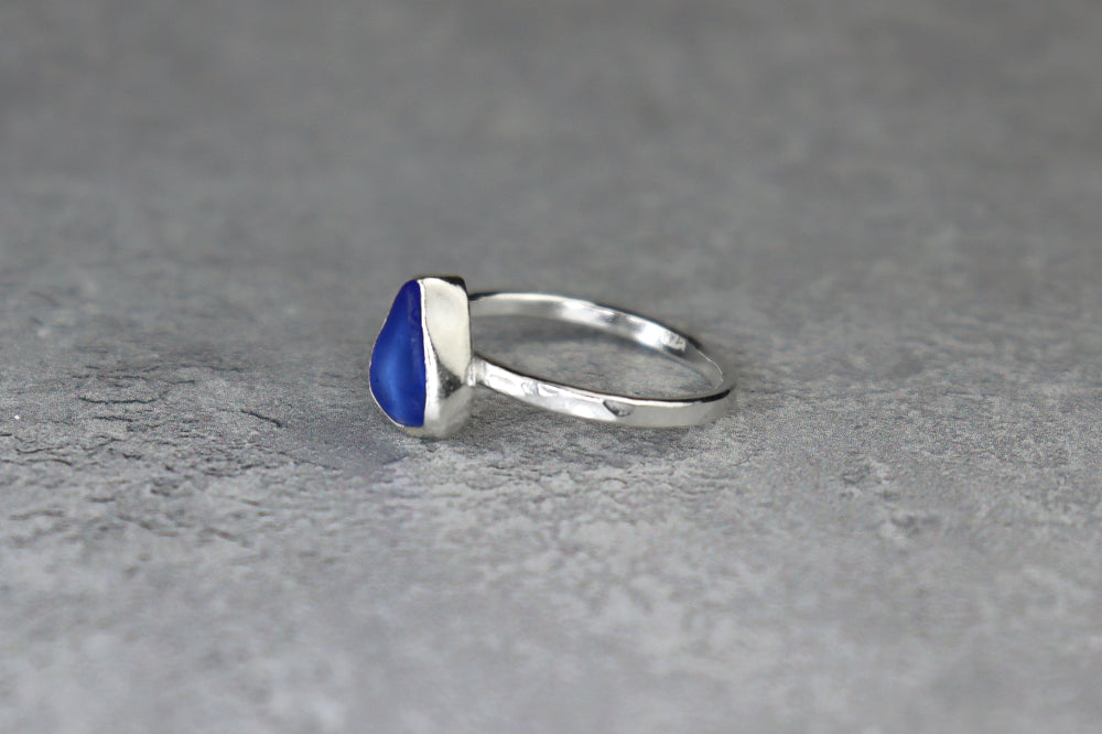 UK Size R Welsh Sea Glass Ring