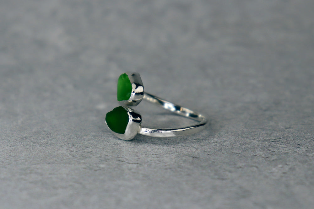 UK Size L Welsh Sea Glass Ring