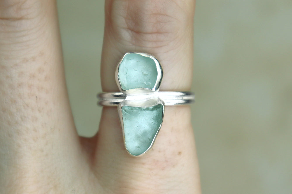 UK Size O Welsh Sea Glass Ring