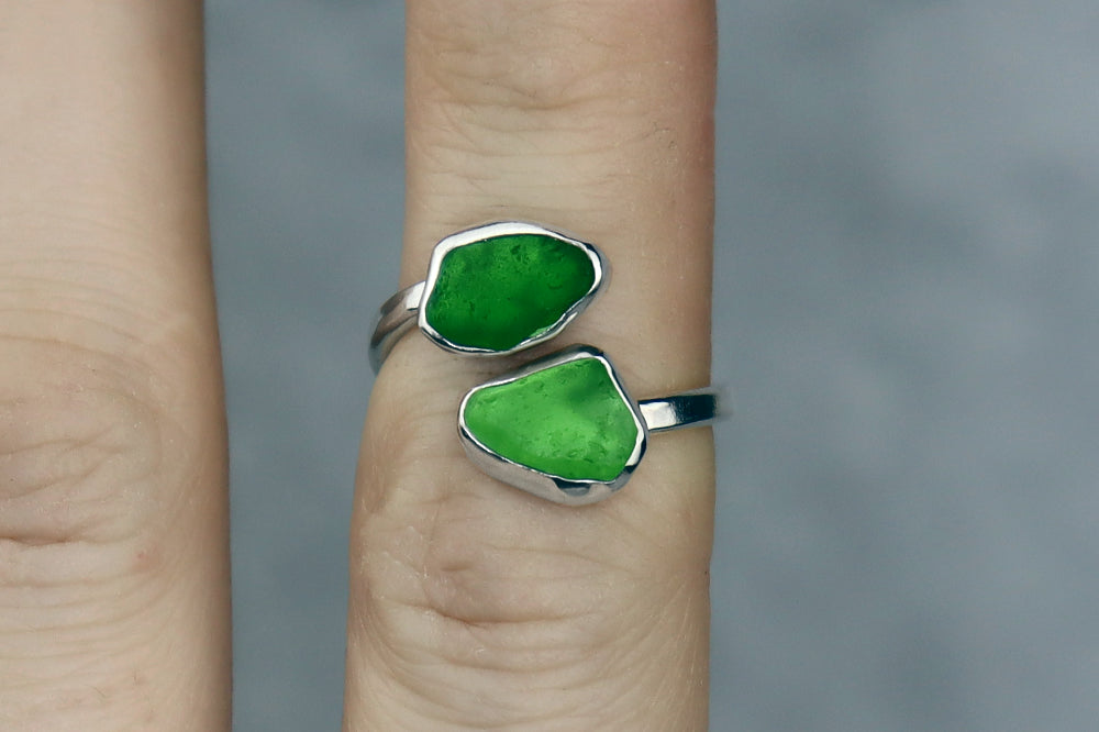 UK Size L Welsh Sea Glass Ring