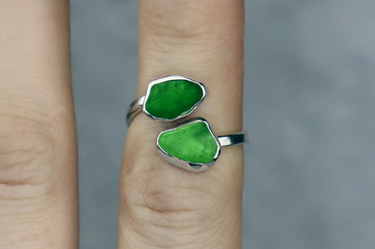 UK Size L Welsh Sea Glass Ring