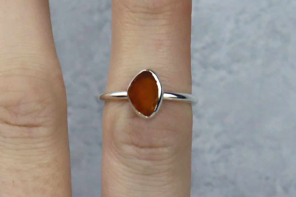 UK Size M Welsh Sea Glass Ring