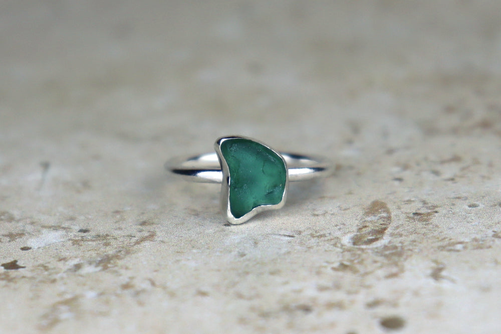 UK Size N Welsh Sea Glass Ring