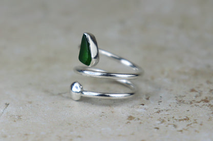 UK Size L Welsh Sea Glass Ring