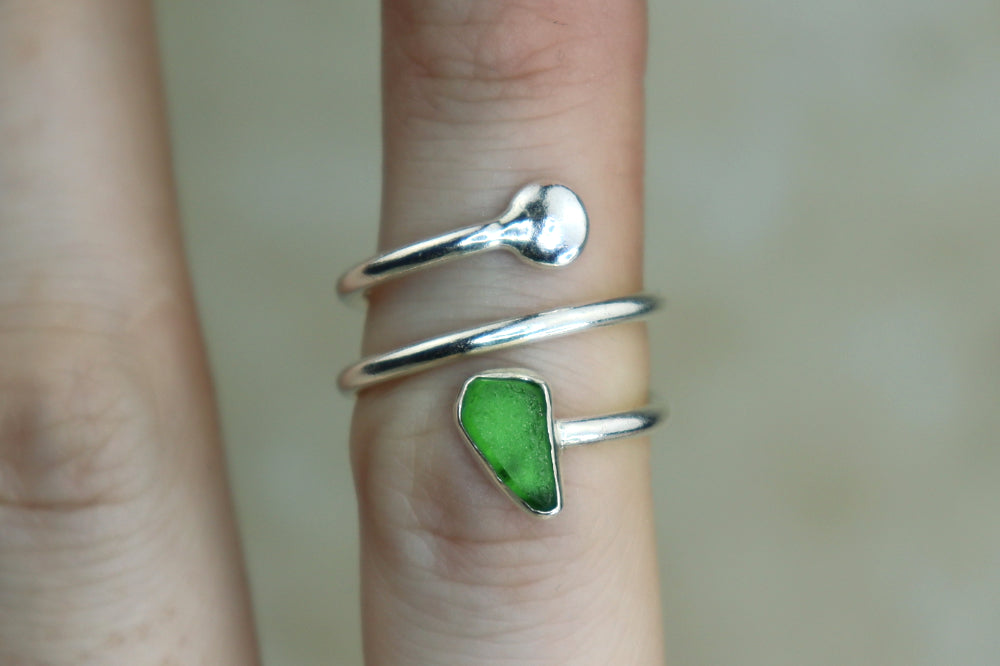 UK Size L Welsh Sea Glass Ring