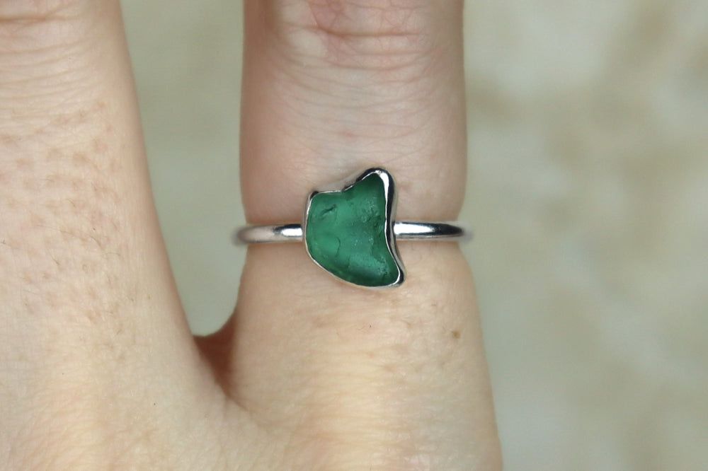 UK Size N Welsh Sea Glass Ring