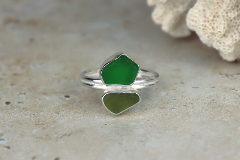 UK Size S Welsh Sea Glass Ring