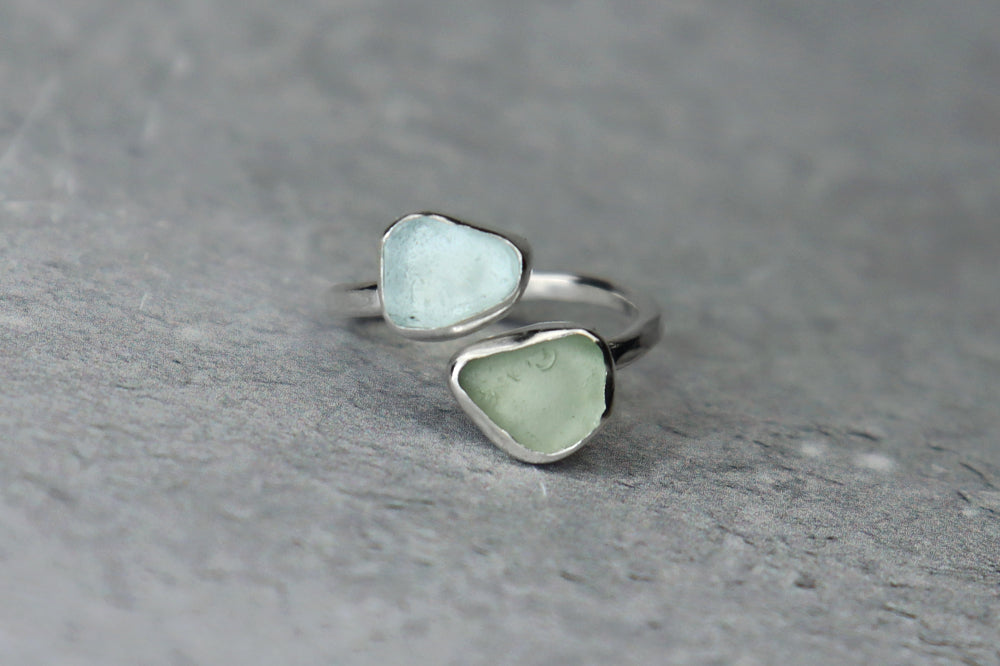 UK Size L/M Welsh Sea Glass Ring
