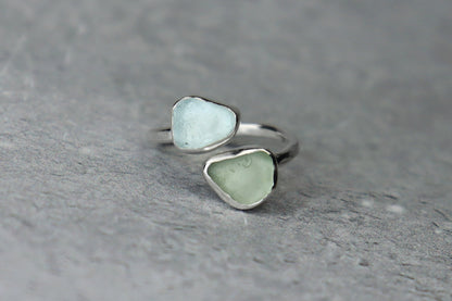 UK Size L/M Welsh Sea Glass Ring