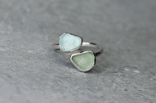 UK Size L/M Welsh Sea Glass Ring