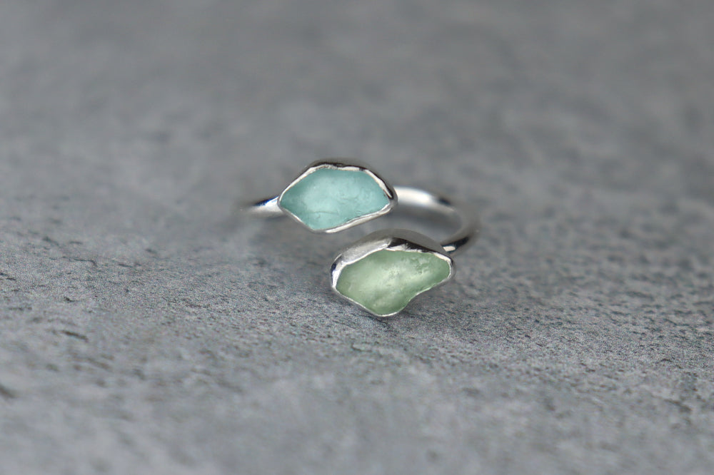 UK Size P Welsh Sea Glass Ring